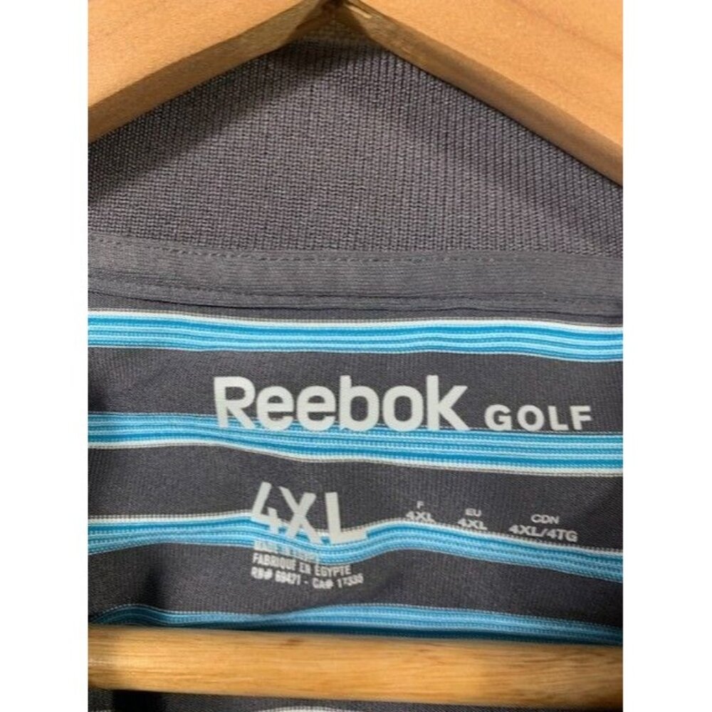 Reebok Golf 4XL Striped men's Polo Short Sleeve Shirt Blue & Gray - Picture 3 of 7